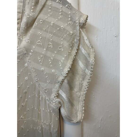 Cute Options Dress Womens L Ivory Short Sleeve Lace Boho Romantic Cottagecore - Picture 4 of 5